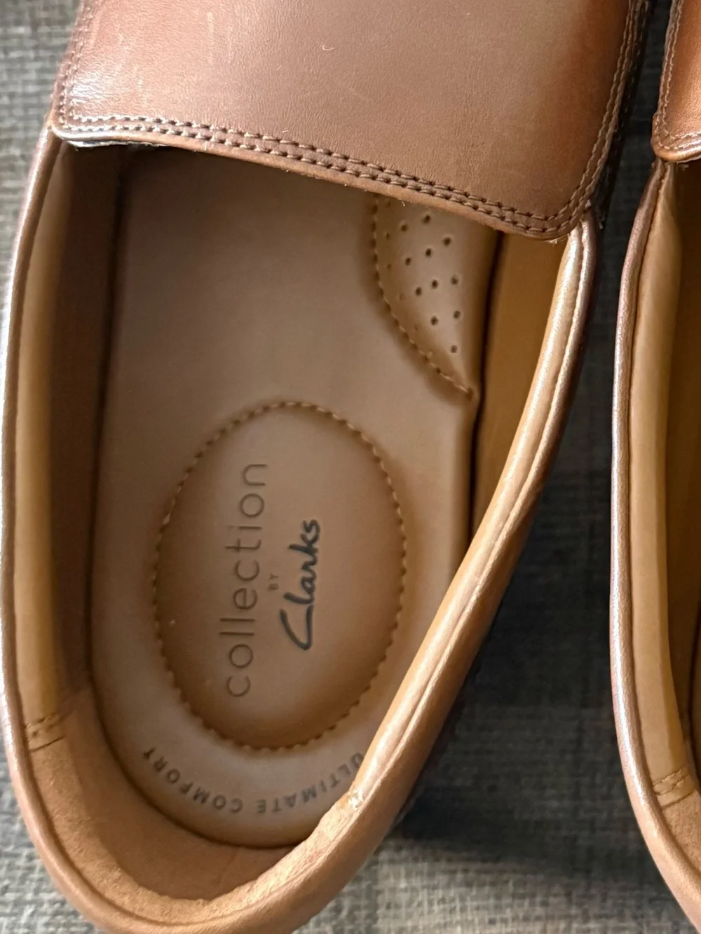 Clarks Men's Tan Leather Slip-On Loafers